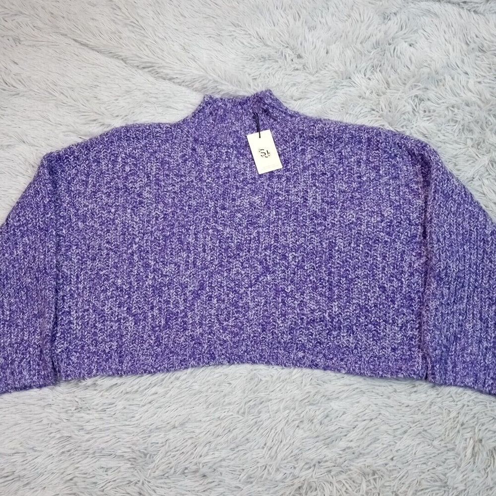 Sincerely‎ Jules Sweater Womens M Purple Cropped Oversized Comfort Soft Cozy New